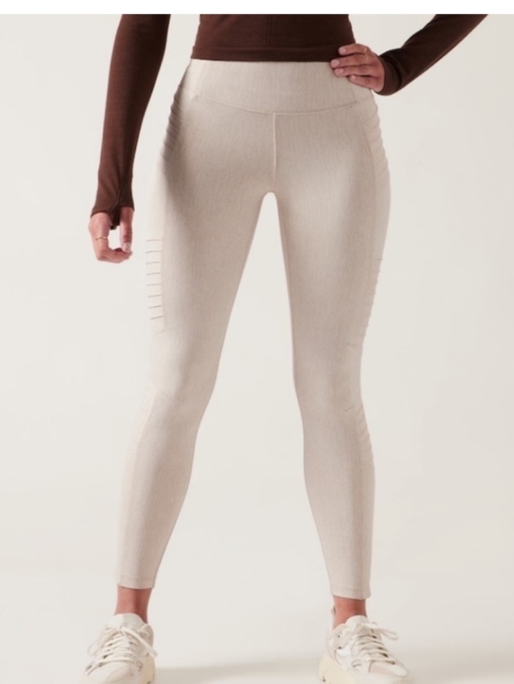 Athleta Delancey Textured Moto Tight in Braided Cream - NWOT $119 kk134